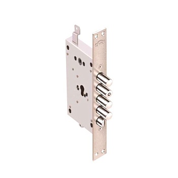 1.08.21 Замок врезной РУБИН никель, под цилиндр- стержни 4шт. диаметр 18мм тяги, Под фалевую ручку