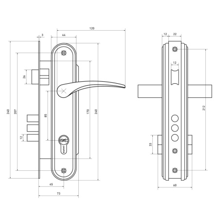 БУЛАТ ЗВ4-3.11.05 РУНА золото 5 перф.кл. Замок врезной с/руч (6)
