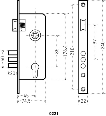 АЛЛЮР 0221 AC ст.медь Замок врезной с/руч  (10)