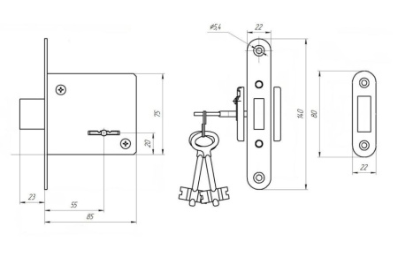 Замок врезной Абсолют ЗВ8-4А