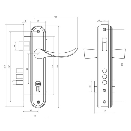 БУЛАТ ЗВ4-3.08.01 НОВА бронза 5 перф.кл. Замок врезной с/руч (6)