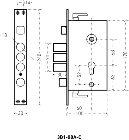 АЛЛЮР ЗВ1-08А-С без ц/мех.б/о для кит.металл.дверей Замок врезной б/руч (20) Как 674 Замкоф,толстый 
