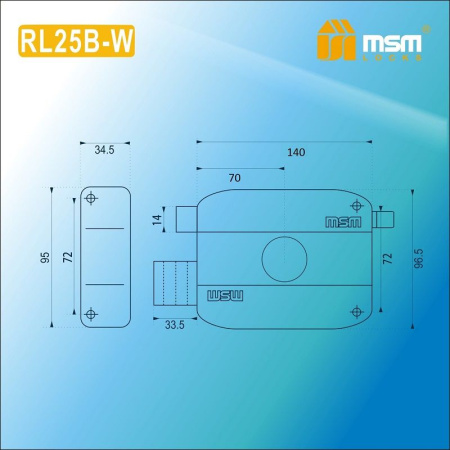 Замок накладной RL14B-W BK (Черный)