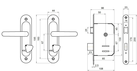 Замок врезной Абсолют ЗВ9.2-08 (Бронза)