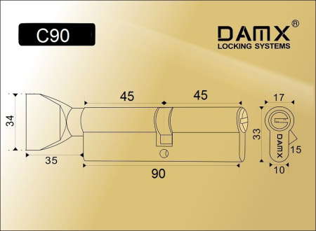 ЦМ СW90 (45/45) мм DAMX PB (Полированная латунь)